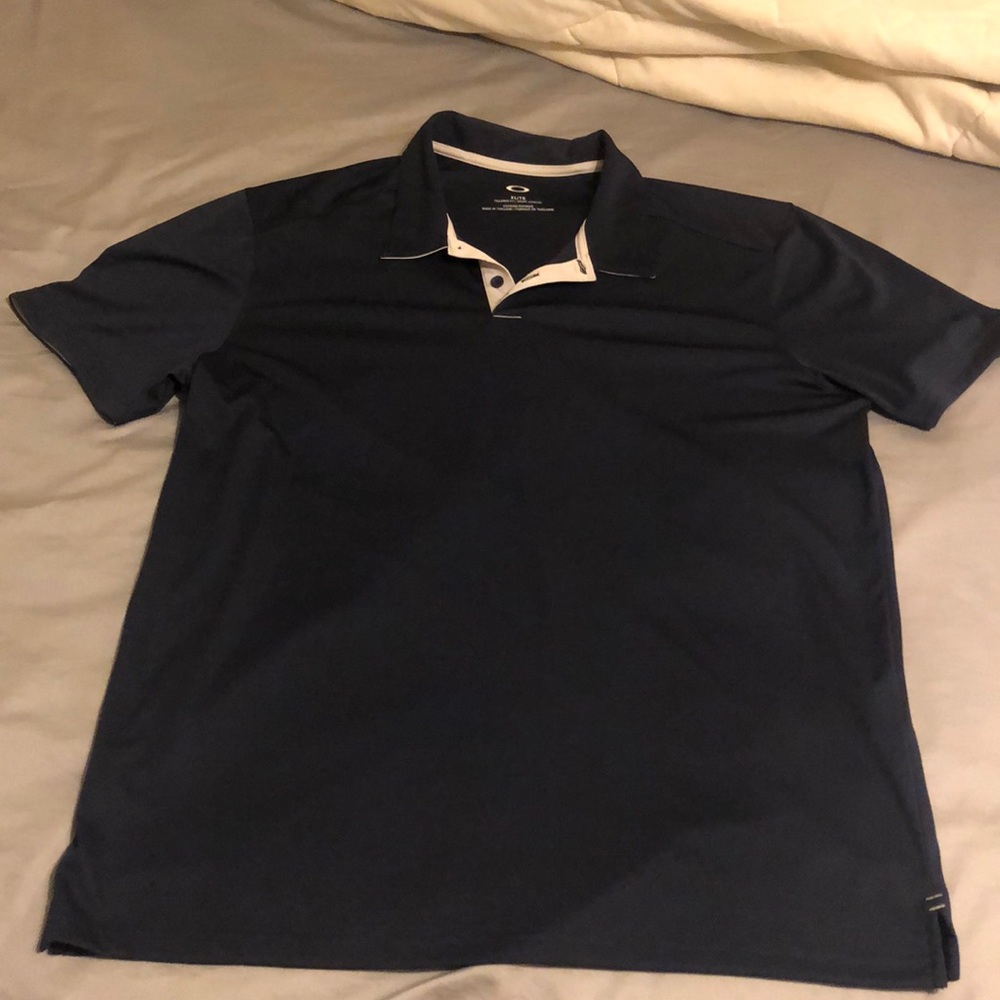 Navy Oakley golf shirt